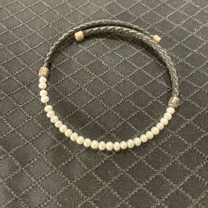 Unique Retired Leather & Pearl Silpada Chocker Necklace